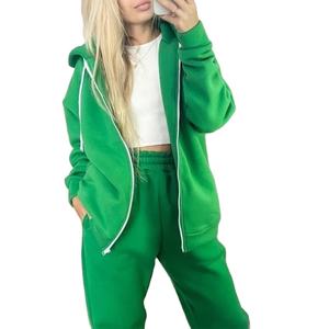 Sweat-shirt d'entraînement 2 pièces pour femmes pull à capuche avec logo personnalisé ensembles de pantalons de jogging en gros solides vêtements d'entraînement pour femmes - Product Image 1