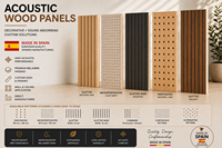 Panel Akustik Kayu VIMACOUSTIC MDF Berlubang Berpori Penyerapan Suara Sangat Efektif Dinding & Plafon Ruang Modern 0.9 NRC