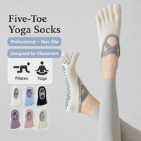 Chaussettes de yoga et de Pilates printemps-été à 5 doigts, fines, respirantes, anti-frottement, en coton, antidérapantes, avec sangle, pour fitness et ballet, vente en gros personnalisée