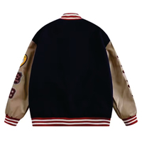Blouson universitaire noir unisexe personnalisable avec broderies chenille de haute qualité, style bomber d'hiver, logo frontal
