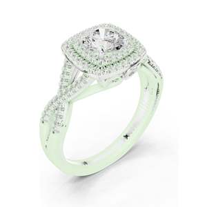 Bague de fiançailles halo avec diamant de laboratoire taille coussin de 1,22 carat, clarté VVS-VS EF, or 18 carats, 14 carats, 10 carats et argent 925, rose, jaune - Product Image 3