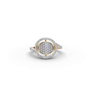 Bague en diamant de laboratoire avec halo circulaire pavé, bijou élégant en pierres précieuses - Product Image 1