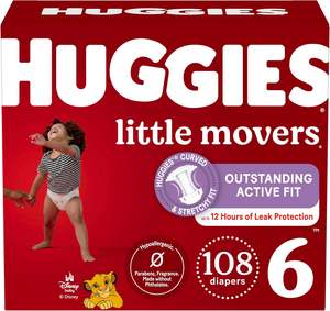 Pañales Huggies Talla 6, Pañales para Bebés Little Movers, Talla 6 (más de 35 lbs), 108 Unidades (2 Paquetes de 54), Embalaje Puede Variar - Product Image 5