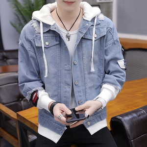 เสื้อโค้ทผ้ายีนส์คอปกตั้งสำหรับผู้ชายเสื้อแจ็คเก็ตยีนส์ - Product Image 2