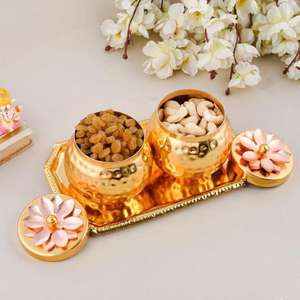 Pot en métal au design élégant pour fruits secs avec récipient au design unique avec couvercle parfait pour une utilisation quotidienne au bureau à domicile pour l'exportation en vrac - Product Image 4