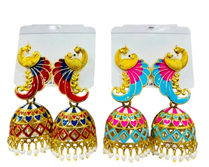 Meenakari <b>Pearl</b> Jhumka <b>Earrings</b> For Women Traditional Indian Ethnic Jewelry with Intricate Enamel Work and Dangling <b>Pearls</b> - Product Image 2