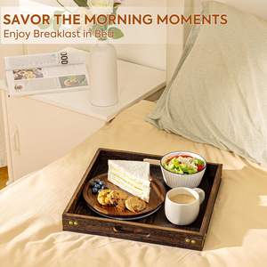 Plateau de service de rangement en bois avec poignée en forme de rectangle à un étage pour bureau et cuisine Design moderne - Product Image 4