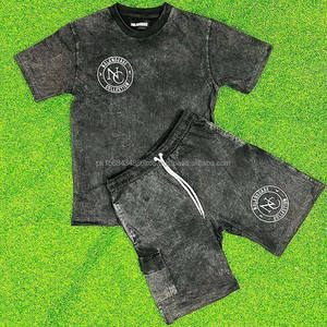 Fourniture d'usine t-shirt et ensemble court uni deux tons été hommes t-shirt et ensemble court streetwear ensembles courts pour hommes - Product Image 3