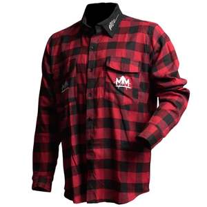 Camisa de Franela a Cuadros Roja y Negra para Hombre, Manga Larga, Abotonada, de Algodón, Informal, Estilo Urbano - Product Image 2