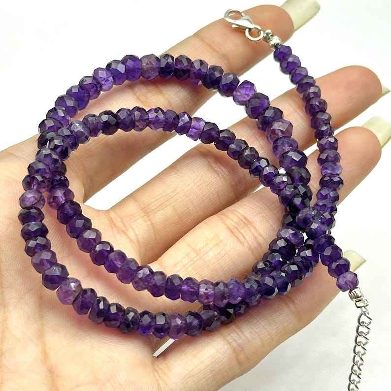 Wild Spirit African Amethyst Beads Necklace Deep Violet Polished