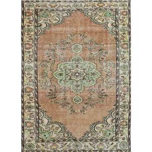 Alfombra Vintage de Lana 9x12 Roja Naranja Anudada a Mano con Medallón Clásico y Patrones de Rompecabezas Rectangulares para Pasillo y Entrada del Hogar - Pae-2763 - Product Image 1