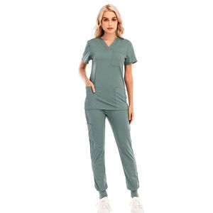 Summer High Quality Unisex Nursing Hospital Scrubs Medical Uniformes V-Neck Women Scrub Tops All Over Printing Pattern Scrub Tops - Product Image 1