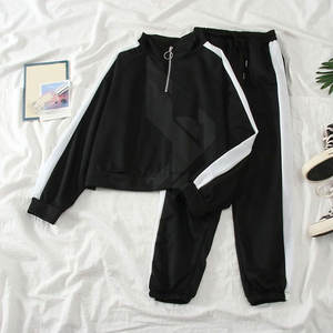 ชุดวอร์มลำลองสไตล์นักกีฬาของผู้หญิงผ้าฝ้าย100% แบบบางแบบบางสำหรับฤดูหนาวลวดลายทึบทำจากโพลีเอสเตอร์ - Product Image 3