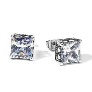 Jeulia Punk Hip-Hop Titanium Steel Stud Earrings for <b>Men</b> with Zircon and <b>Cross</b> Design - Product Image 1