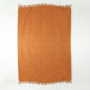 Haute qualité main bloc solide pur coton canapé jeter couverture marron doux et léger pour la décoration intérieure - Product Image 5