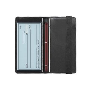 Couverture de chéquier en cuir PU minimaliste avec boucle de stylo à rabat en plastique et sangle élastique pour hommes femmes en cuir - Product Image 1