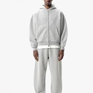 ชุดวอร์มและมีฮู้ดสำหรับผู้ชายชุดวอร์มผ้าคอตตอนฟลีซแบบรูดซิปขึ้นโอเวอร์ไซส์ออกแบบโลโก้ได้ตามต้องการ - Product Image 1