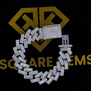 Bracelet Hip Hop 17cm Argent Synthétique Diamant Blanc Chaîne Cubaine Bracelets 18K Bijoux En Or Massif Ice Out Chaîne À Maillons Cubains - Product Image 3