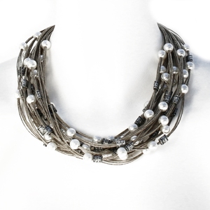 Collier de mariage à breloques perles de verre et coton luxe fait à la main perles chaudes collier fantaisie cadeau de mariage X Mas - Product Image 5