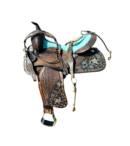 Juego de tachuelas de cuero genuino de primera calidad, monturas de carreras occidentales e inglesas para montar a caballo - Product Image 1