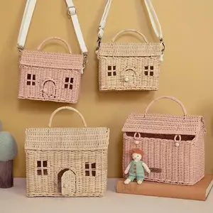 高品质新创意屋形篮子儿童编织储物篮带盖批发来自越南