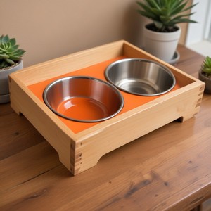 Comedero de madera para mascotas de altura ajustable, cuenco elevado personalizado para gatos y perros, compra de fabricante indio - Product Image 2