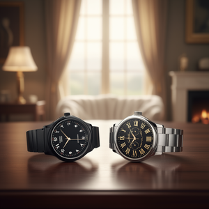 Reloj de Lujo Personalizado para Parejas con Esfera de Números Romanos y Correas de Plástico/Acero - Product Image 3