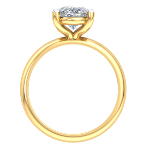 Anillo Ovalado de Diseño Clásico de Lujo en Oro Amarillo y Blanco de 9K para Mujer con Diamante Cultivado en Laboratorio de 2.28 Quilates, Claridad VS, Color EF - Product Image 3