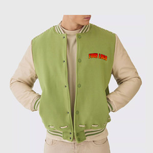 Chaqueta Bomber Varsity Personalizada al por Mayor con Bordado para Hombre, Impermeable, Transpirable, de Poliéster Negro, Corte Regular, Larga - Product Image 4