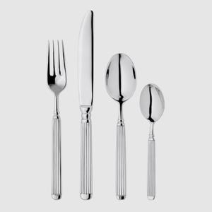 Juego de cubiertos de metal de diseño estándar con mango cuadrado real, para el hogar y los hoteles acabado plateado, juegos para comer, acero con espejo - Product Image 2