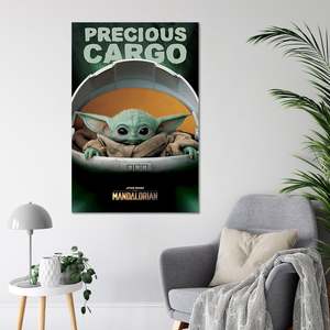 Cuadro de Lona de Estilo Moderno de The Mandalorian, Precious Cargo Grogu, Marco Negro - Product Image 2