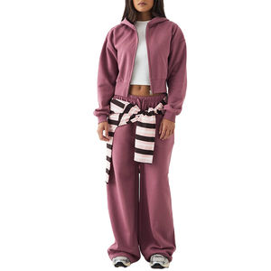 Ventes en gros de sweats à capuche à fermeture éclair intégrale pour femmes, style streetwear, avec logo personnalisé, en tissu délavé à l'acide, à épaules tombantes, couleur rose vif, pour l'hiver - Product Image 5