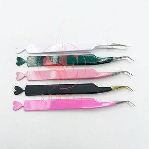 Pinzas para pestañas con diseño de corazón de 45 grados profesionales de alta calidad, punta de fibra blanca sólida, acero inoxidable puntiagudo, longitud de 10mm - Product Image 5