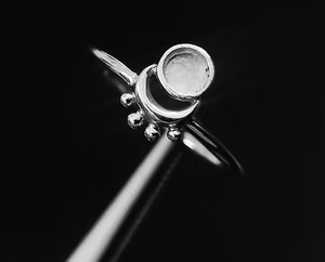 Bague de réglage de lunette vierge en forme de croissant et demi-lune en argent Sterling 925 massif, bonne pour les cendres et la résine, bijoux de lait maternel pour femmes - Product Image 2