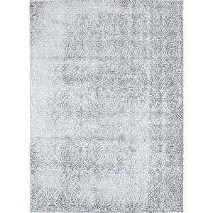 Tapis en laine noués à la main gris et noir vintage Pae-1485 – Nouveau motif médaillon abstrait fait main pour la maison, le couloir et le salon - Product Image 1