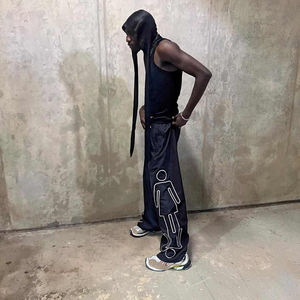 Pantalones de chándal de nailon unisex, venta al por mayor, pantalones holgados de lona transpirable con diseño lateral impreso, ropa de calle, pantalones de cintura media - Product Image 5