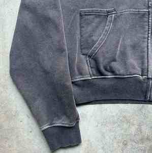 OEM Custom 100 French Terry Stone Washed Distressed <b>Vintage</b> Faded Pullover Hoodies Screen Print Double Zipper <b>Zip</b> <b>up</b> <b>Hoodie</b> - Product Image 5