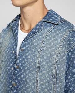 Chaqueta vaquera de lona de manga corta con botones estampados de fabricante de ropa personalizada OEM gruesa de franela para hombre - Product Image 4