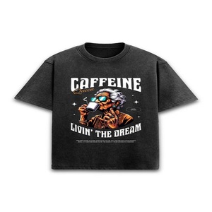 T-shirt imprimé surdimensionné noir délavé à l'acide unisexe T-shirt graphique respirant à séchage rapide de qualité supérieure pour la salle de sport en tricot décontracté - Product Image 1