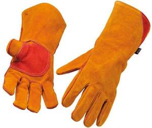 ถุงมือเชื่อมหนังถุงมือหนังแพะถุงมือนิรภัยสำหรับทำงานถุงมือหนังอุตสาหกรรมสำหรับการก่อสร้าง - Product Image 1