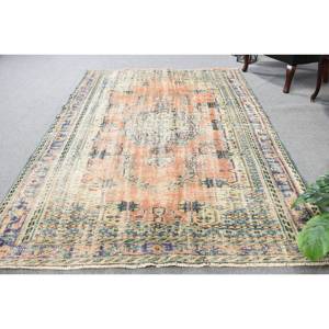 Clásico naranja Beige 5,4X8,5 pies alfombra turca lana PP diseño de retazos para sala de estar pasillo entrada rectángulo rayas látex - Product Image 1