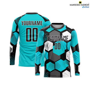 Camiseta de Fútbol Sublimada Personalizada en Azul Claro y Azul Marino, Ropa Deportiva de Moda para Equipos de Club - Product Image 3