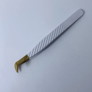 แหนบคีบขนตาแบบตรงและโค้งงอสีขาวและสีทองทำจากสเตนเลสคุณภาพดี - Product Image 6