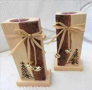 Étoile, arbre de Noël, flocon de neige en bois décoratif bougie porte-lumière de thé supports pour la décoration de la maison pour les fêtes de Noël - Product Image 3