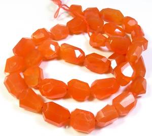 Pierres précieuses en cornaline orange facettées, 9-15 mm, pierres naturelles, perles en forme de nugget, brin de 16 pouces, pierres précieuses irrégulières, coupe de qualité supérieure, 200 - Product Image 4