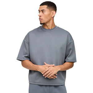 Camiseta de punto de algodón pesado de 280gsm con diseño personalizado OEM para hombre, ropa de calle de gran tamaño impresa en Pakistán, opción en blanco - Product Image 1