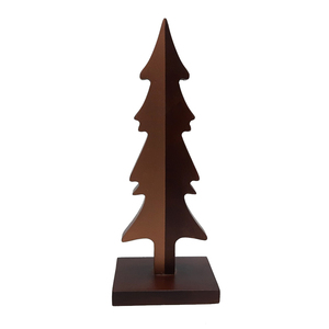 Juego de 3 árboles de Navidad de aluminio y madera con base cuadrada de madera de color dorado para Navidad y decoración del hogar - Product Image 4