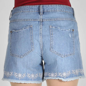 Women's Fashion Casual Denim Jean <b>Shorts</b> Plus Size Cotton Jeans Pants with Print Blue Logo on Waist Cheap Price for Summer - Product Image 2