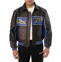 Veste en cuir AVIREX SPIDER RACER STREETWEAR pour homme, noire, coupe-vent, écologique, chauffante