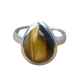 Anillo hecho a mano de piedra preciosa de ojo de tigre de Plata de Ley 925 sólida, joyería de piedras preciosas naturales simples, anillo de plata de ley estampado 925 - Product Image 1